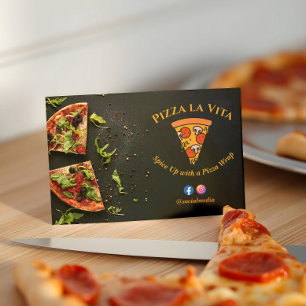 Pizza Restaurant Business   Minimalist Small Slice Business Card