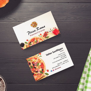 Pizza Restaurant Business   Minimalist White Business Card