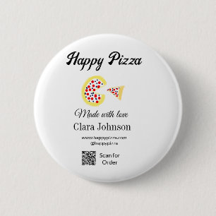 Pizza restaurant cafe pizzeria scan QR code order  6 Cm Round Badge