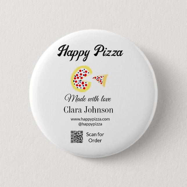 Pizza restaurant cafe pizzeria scan QR code order  6 Cm Round Badge (Front)