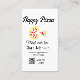 Pizza restaurant cafe pizzeria scan QR code order Business Card