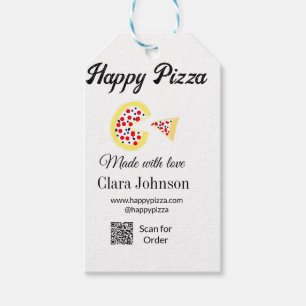 Pizza restaurant cafe pizzeria scan QR code order Gift Tags