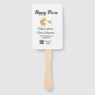 Pizza restaurant cafe pizzeria scan QR code order  Hand Fan