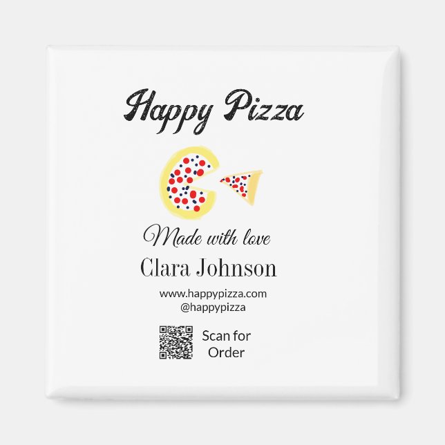 Pizza restaurant cafe pizzeria scan QR code order  Magnet (Front)