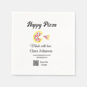 Pizza restaurant cafe pizzeria scan QR code order Napkin