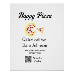 Pizza restaurant cafe pizzeria scan QR code order  Poster