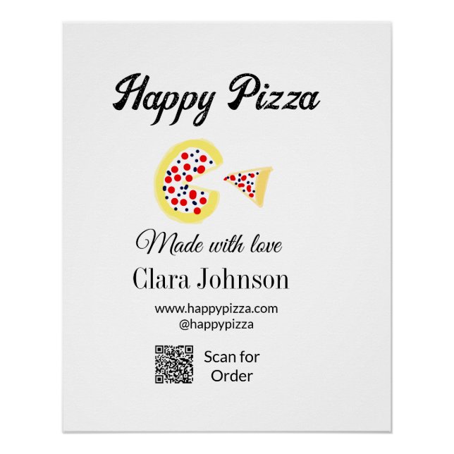 Pizza restaurant cafe pizzeria scan QR code order  Poster (Front)