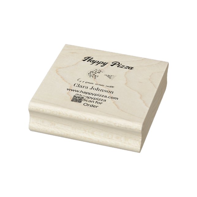 Pizza restaurant cafe pizzeria scan QR code order  Rubber Stamp (Stamp)