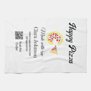 Pizza restaurant cafe pizzeria scan QR code order  Tea Towel