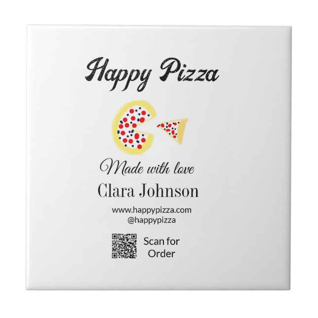 Pizza restaurant cafe pizzeria scan QR code order  Tile (Front)
