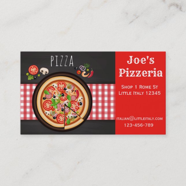 Pizza restaurant or catering business card (Front)