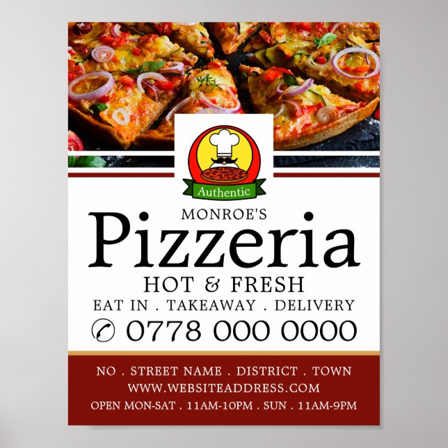 Pizza Restaurant, Pizzeria Advertising Poster (Front)