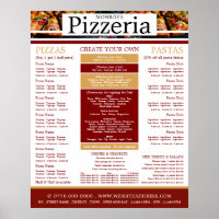Pizza Restaurant, Pizzeria Menu