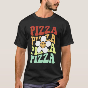 pizza retro sunflower smile face colourful vintage T-Shirt