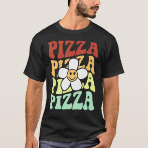 pizza retro sunflower smile face colourful vintage T-Shirt