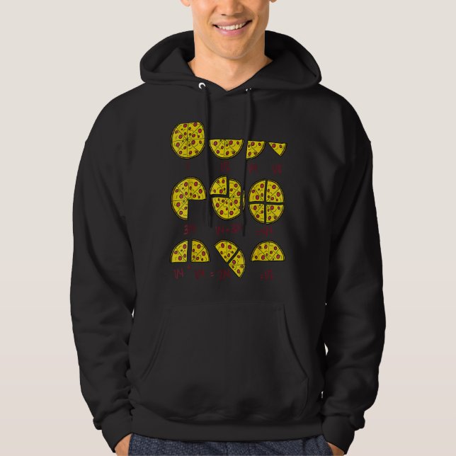 Pizza Salami Cheese Quick Math Fractions Math Teac Hoodie (Front)