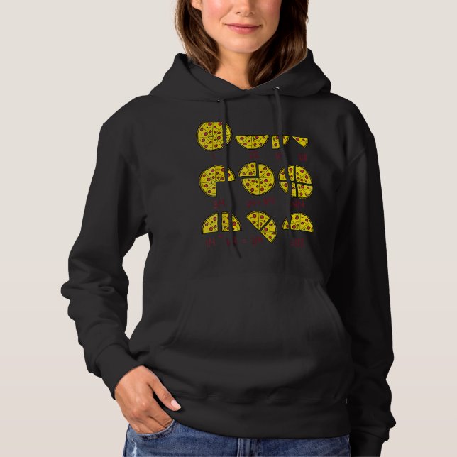 Pizza Salami Cheese Quick Math Fractions Math Teac Hoodie (Front)