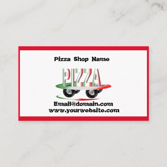 Pizza service,red green business card (Front)