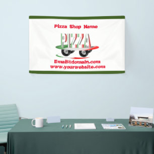 Pizza service,red green ,personalised banner
