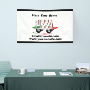 Pizza service,red green ,personalised banner