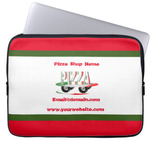 Pizza service,red green ,personalised  laptop sleeve