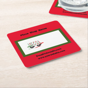 Pizza service,red green ,personalized business car square paper coaster