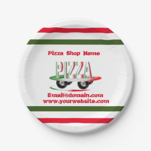 Pizza service,red green ,personalized   paper plate