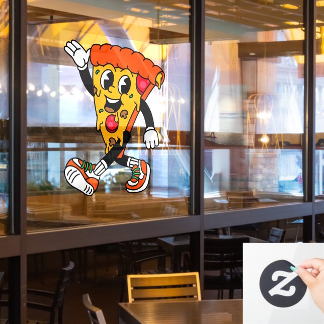 Pizza Shop Cartoon Pepperoni Pizza Slice (Restaurant Window)