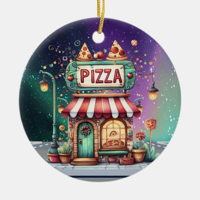 PIZZA Shop  Ceramic Ornament (Front)