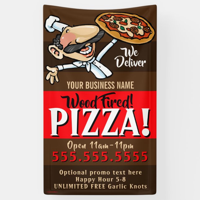Pizza Shop Italian Promotional Banner Customisable (Vertical)