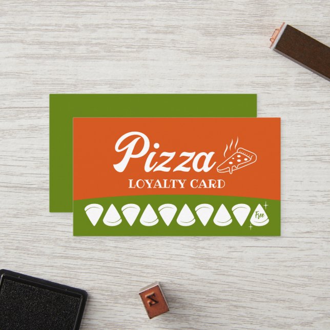 Pizza Shop Pasta Restaurant Loyalty Punch Card (Front/Back In Situ)