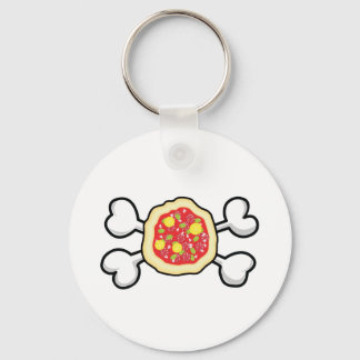 pizza Skull and Crossbones Key Ring