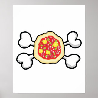 pizza Skull and Crossbones Poster