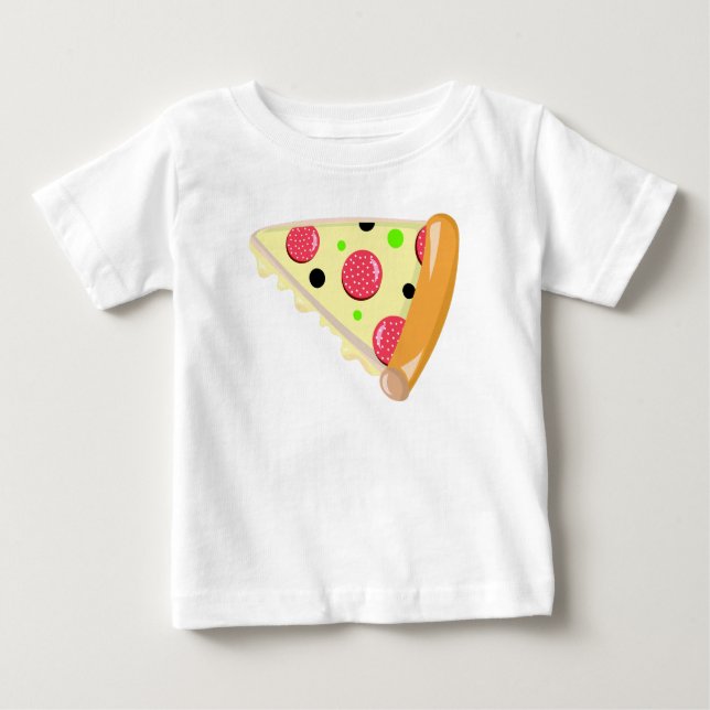 Pizza Slice Father's Day Baby White T-Shirt (Front)