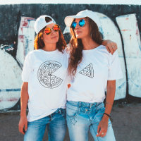 Pizza Slice Funny Matching Couple White T-Shirt