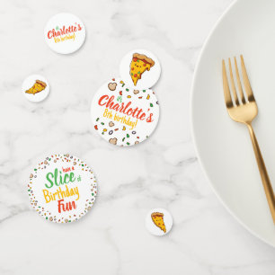 Pizza, Slice of Birthday fun, kawaii  Confetti
