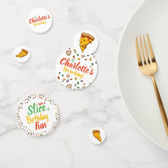Pizza, Slice of Birthday fun, kawaii  Confetti (Group)
