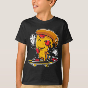 Pizza Slice on a Skateboard, Skater Skating Skateb T-Shirt