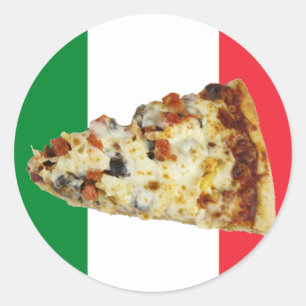 Pizza Slice on Colours of Italian Flag Classic Round Sticker