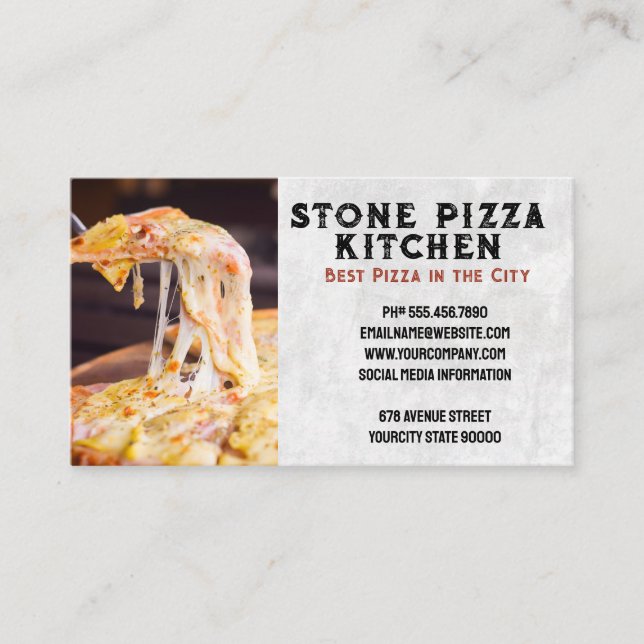 Pizza Slice Pull | Restaurant  Business Card (Front)