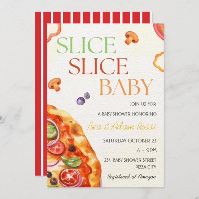 Pizza Slice Slice Baby Coed Baby Shower  Invitation (Front/Back)