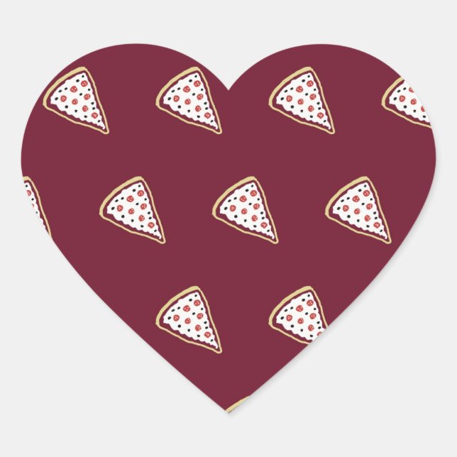 Pizza Slices Heart Stickers (Tomato Red) (Front)