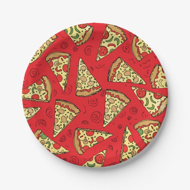 Pizza Slices Pattern Paper Plate (Front)
