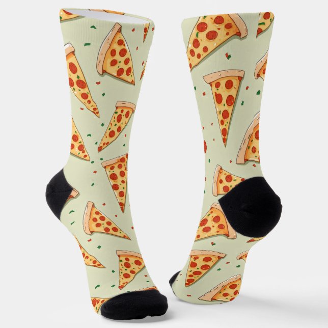 Pizza Slices Pattern Socks (Angled)