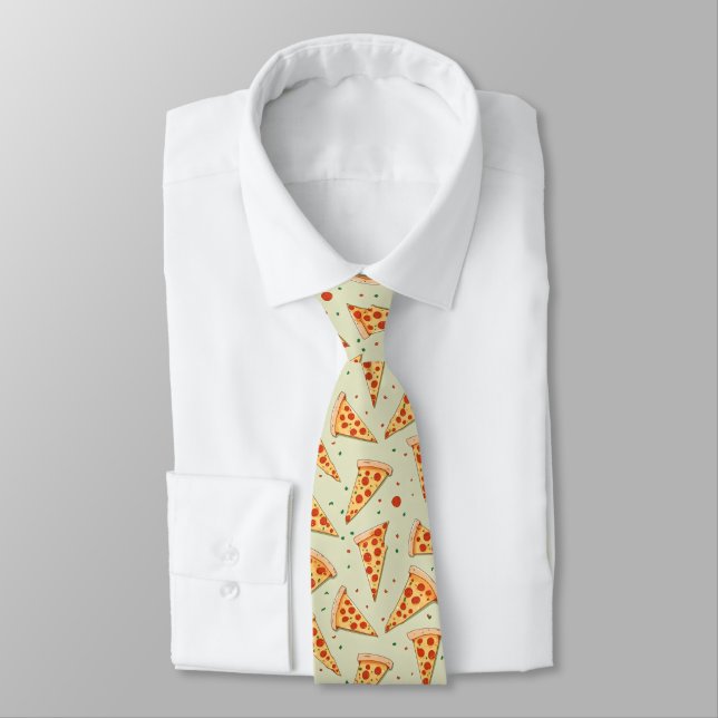 Pizza Slices Pattern Tie (Tied)