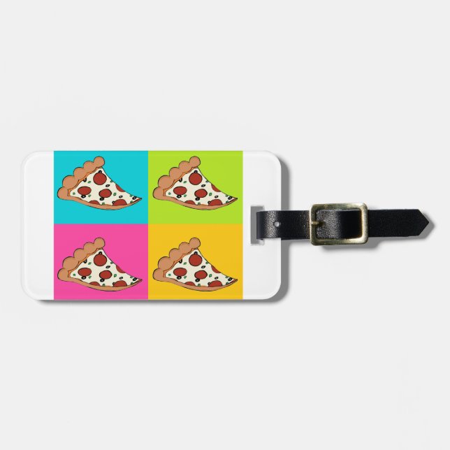 Pizza slices tiled design luggage tag (Front Horizontal)