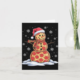 Pizza Snowman - Santa Hat - Christmas Pizza Party Card
