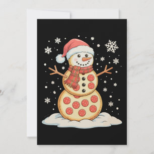 Pizza Snowman Santa Hat Christmas Xmas Holiday Invitation