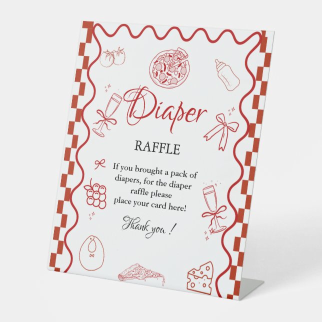 Pizza Special Deliv Diaper raffle baby shower sign (Front)