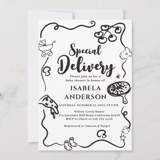 Pizza,special Delivery Baby Shower Invitation (Front)